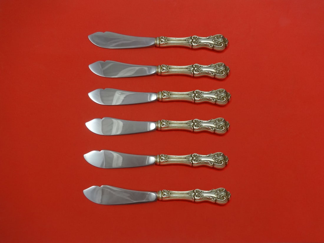 Frank Smith Federal Cotillion Sterling Silver Trout Knife Set 6pc 7.5in: Frank Smith Federal Cotillion Sterling Silver Trout Knife Set 6pc 7.5in This exquisite 6-piece trout knife set, crafted by Frank Smith, features a sterling silver hollow handle and stainless implement