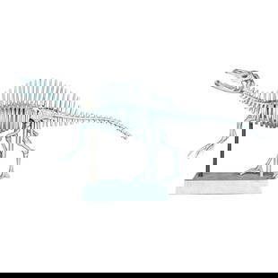 Vintage Boho Gray Steel Dinosaur Model 34 x 16.25 x 5.25: Vintage Boho Gray Steel Dinosaur Model 34 x 16.25 x 5.25 Introduce a delightful element to your decor with this Vintage Boho Steel Dinosaur Model. Made from durable steel, this charming piece combines
