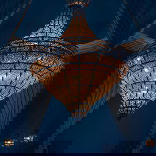 Artisan Handmade Copper Chandelier 59in x 35in Elegant Light: Artisan Handmade Copper Chandelier 59in x 35in Elegant Light Illuminate your space with this stunning handmade copper chandelier, measuring 59 inches in length and 35 inches in width. Crafted with art