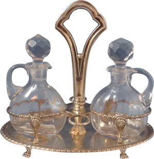 Zarmella Argenti Saint Mark .800 Silver Cruet Set with Crystal Bottles 8 x 4.5: Zarmella Argenti Saint Mark .800 Silver Cruet Set with Crystal Bottles 8 x 4.5 This exquisite Saint Mark / San Marco Cruet Set by Zarmella Argenti features a stunning design crafted from .800 silver.