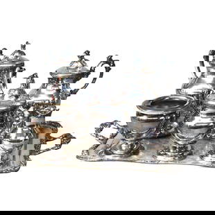 Victorian Silver Plate Tea Set 6 Pieces C1890 Antique: Victorian Silver Plate Tea Set 6 Pieces C1890 Antique This exquisite six-piece antique Victorian silver plate tea set, crafted around 1890, showcases the elegance of the late 19th century. The set inc