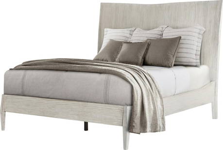 Theodore Alexander Sea Salt Pine Queen Panel Bed: Theodore Alexander Sea Salt Pine Queen Panel Bed Experience modern elegance with the Sea Salt Pine Queen Bed, a stunning panel bed crafted from high-quality pine. This bed features a refreshing sea sa