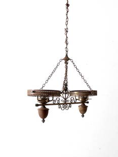 Victorian Electric Double Parlor Oil Lamp 39" Brass Chandelier: Victorian Electric Double Parlor Oil Lamp 39" Brass Chandelier This stunning Antique Victorian Hanging Double Parlor Oil Lamp Chandelier has been expertly converted to electric, showcasing intricate p