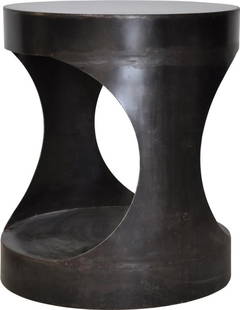 Industrial Style Round Side Table Black Steel 26H 22W 22D: Industrial Style Round Side Table Black Steel 26H 22W 22D Enhance your living space with this stylish round side table from the Eclipse collection. Constructed from durable industrial steel, it featur