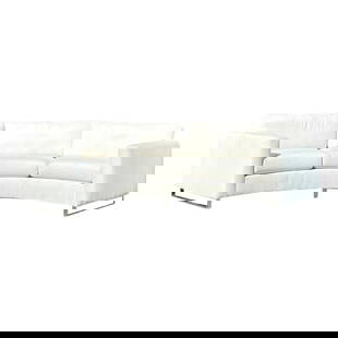 Vintage Milo Baughman Angled Sofa by Thayer Coggin: Vintage Milo Baughman Angled Sofa by Thayer Coggin Discover the timeless sophistication of this vintage Milo Baughman for Thayer Coggin angled sofa. Its sculptural curved form paired with a sleek mode
