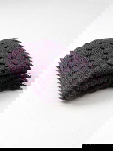 Vintage Crochet Throw Blanket in Midnight Purple with Fringe: Vintage Crochet Throw Blanket in Midnight Purple with Fringe This vintage crochet throw blanket showcases a beautiful open diamond pattern adorned with fringe ends. It features deep midnight purple ya