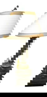 Wildwood Tuscany Wooden Table Lamp 30" with 14" Shade: Wildwood Tuscany Wooden Table Lamp 30" with 14" Shade Illuminate your space with the elegant Wildwood Tuscany Designer Table Lamp, featuring a chic wooden base that complements its sophisticated desig