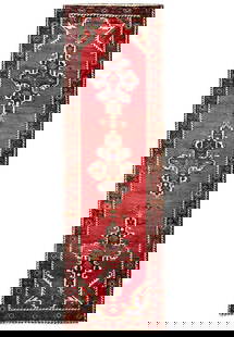Handcrafted 3'2" x 10'11" Red Persian Hamadan Runner from Iran: Handcrafted 3'2" x 10'11" Red Persian Hamadan Runner from Iran Discover the beauty of craftsmanship with this exquisite 3' 2" x 10' 11" Red Persian Hamadan Runner. Handcrafted by skilled artisans in H