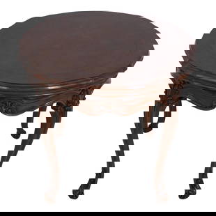 Karges French Style Walnut Round Lamp Table 28 x 28 x 24.5: Karges French Style Walnut Round Lamp Table 28 x 28 x 24.5 This exquisite Karges French Walnut Round Lamp Table showcases fine carved details and high-quality construction. Designed in an elegant Fren