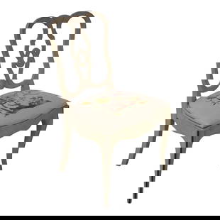 Venetian Style Side Chair with Hand-Done Petit Point Seat 20 x 18 x 34.5 in: Venetian Style Side Chair with Hand-Done Petit Point Seat 20 x 18 x 34.5 in This exquisite Venetian Style Side Chair features a charming hand-done petit point seat and a lovely painted finish, enhanci