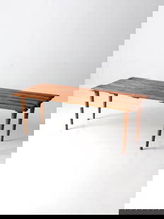 Vintage Mid Century Slat Wood Coffee Table 48 x 19.5: Vintage Mid Century Slat Wood Coffee Table 48 x 19.5 This mid 20th century vintage slat wood bench doubles as a coffee table, featuring a slat top and tapered legs. It is in good condition, exhibiting