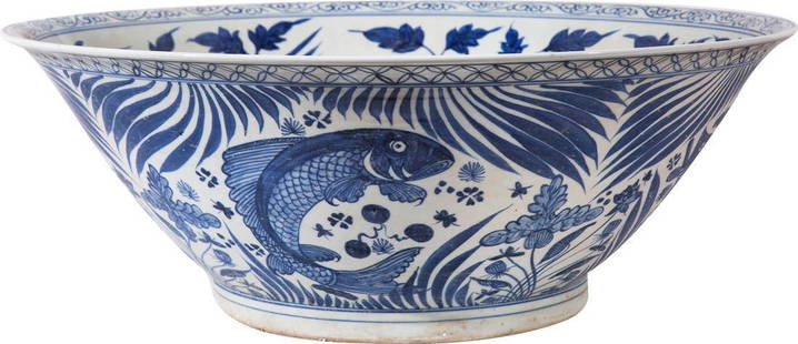 Chinoiserie Large Ceramic Bowl with Phoenix Design 9H 22W 22D: Chinoiserie Large Ceramic Bowl with Phoenix Design 9H 22W 22D This exquisite large ceramic bowl features a stunning Phoenix design, embodying the elegance of Chinoiserie style. Hand-crafted with metic