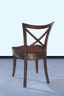 Traditional Dark Rustic Pecan X Back Side Chair: Traditional Dark Rustic Pecan X Back Side Chair Introducing the Traditional Dark Pecan Cafe Side Chair, a stunning addition to any dining space. This chair boasts a beautifully carved design, showcasi