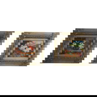 Charming Pair of Framed Bunny Oil Paintings 18 x 16 in: Charming Pair of Framed Bunny Oil Paintings 18 x 16 in This exquisite pair of framed bunny oil paintings on board features high-quality construction, showcasing nice details and vibrant colors. The pa