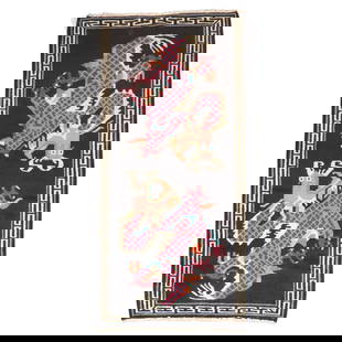 Tibetan Vintage Wool Dragon Rug 38 x 73 Hand-Woven Tang Style: Tibetan Vintage Wool Dragon Rug 38 x 73 Hand-Woven Tang Style This exquisite vintage dragon rug showcases a stunning dragon motif, embodying the rich artistry of Tibetan craftsmanship. Hand-woven usin