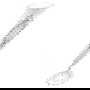 Elegant 14 in Sterling Silver Vase Circa 1930s Tapered Design: Elegant 14 in Sterling Silver Vase Circa 1930s Tapered Design This elegant sterling silver vase stands tall at 14 in (35.56 cm) with a diameter of 4 in (10.16 cm). Its slim, tapered shape offers a sop