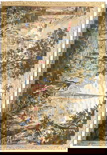 French 17th Century Handmade Tapestry 8' x 11': French 17th Century Handmade Tapestry 8' x 11' This exquisite handmade tapestry features a classic French 17th-century pattern, bringing a touch of historical elegance to any space. The tapestry measu