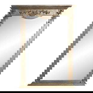 Labarge Italian Style Mirror Silver Leaf Gold Wash 32 x 44.5: Labarge Italian Style Mirror Silver Leaf Gold Wash 32 x 44.5 This exquisite Labarge Italian Style Mirror features a stunning silver leaf finish elegantly accented with a subtle gold wash. Crafted appr