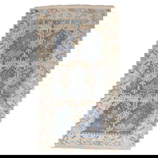 Vintage Turkish Anatolian Scatter Rug 45 x 80 Hand-Knotted Wool Greco Roman Style: Vintage Turkish Anatolian Scatter Rug 45 x 80 Hand-Knotted Wool Greco Roman Style Discover the artistry of the Zabihi Collection with this Vintage Turkish Anatolian Scatter Rug, showcasing a Greco Rom