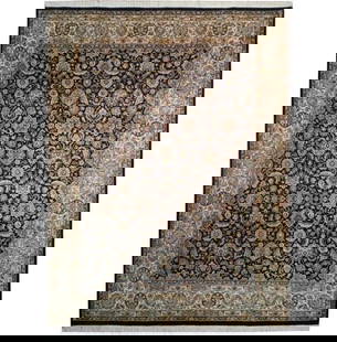 8.2 x 10.7 Fine Quality Handmade Wool Rug in Black: 8.2 x 10.7 Fine Quality Handmade Wool Rug in Black Enhance your space with this exquisite handmade wool rug, featuring a fine quality construction in a striking black color. Perfect for adding warmth