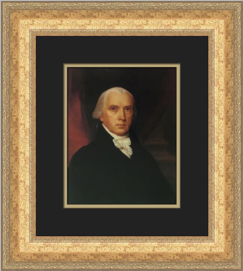 John Vanderlyn Portrait of James Madison Custom Framed Art Print 17 x 16: John Vanderlyn Portrait of James Madison Custom Framed Art Print 17 x 16 This custom framed print features the renowned artwork 'Portrait of James Madison' by artist John Vanderlyn. Measuring 17 in. h
