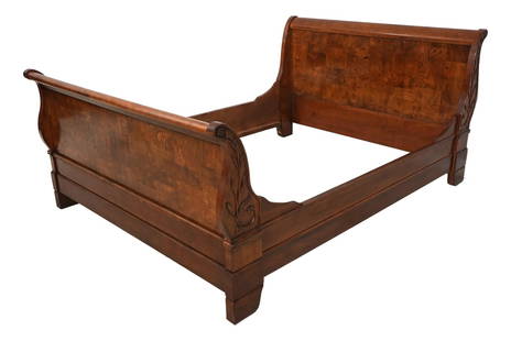 Burl Elm Queen Size Sleigh Bed: Burl Elm Queen Size Sleigh Bed Elevate your bedroom with this stunning Ethan Allen Charles X Burl Elm Queen Size Sleigh Bed, showcasing exquisite craftsmanship and a beautiful burl elm finish. This be
