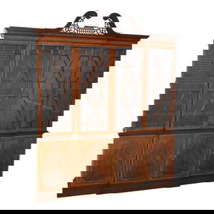 Councill Craftsmen Mahogany Breakfront 76w x 16d x 93h Lighted Shelves: Councill Craftsmen Mahogany Breakfront 76w x 16d x 93h Lighted Shelves This impressive Councill Craftsmen breakfront showcases exquisite craftsmanship with its rich mahogany construction. Featuring ad