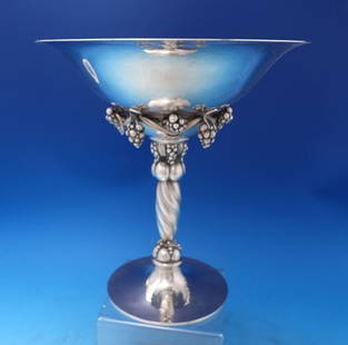 Georg Jensen Grape Sterling Silver Centerpiece 10.5" x 10" 47.3 Troy Ounces: Georg Jensen Grape Sterling Silver Centerpiece 10.5" x 10" 47.3 Troy Ounces Introducing the exquisite Grape Centerpiece by Georg Jensen, a stunning example of sterling silver artistry. This remarkable