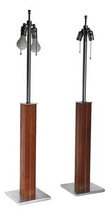 Mid Century Modern Walter Von Nessen Table Lamps Pair 42.5in: Mid Century Modern Walter Von Nessen Table Lamps Pair 42.5in Discover an impressive pair of iconic table lamps designed by Walter Von Nessen, a master of Mid Century Modern design. These lamps, constr
