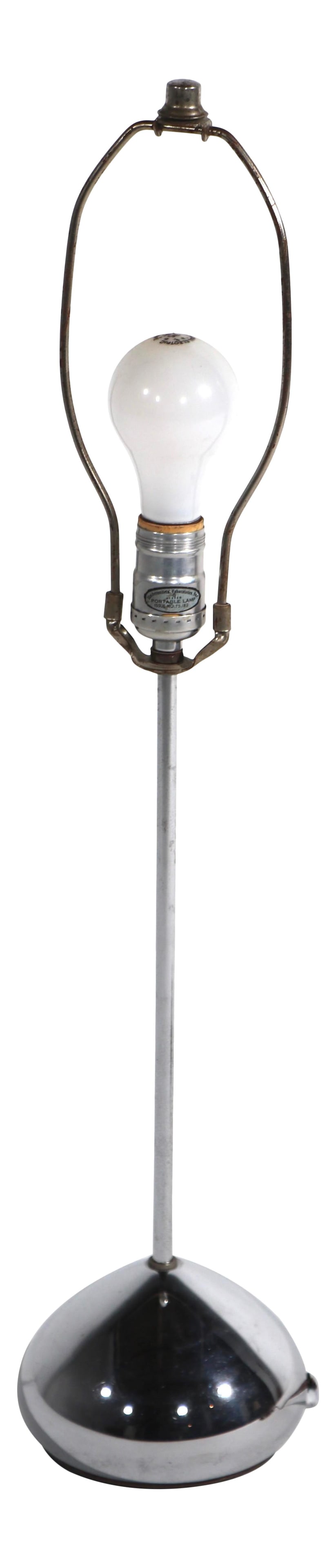 1970s Chrome Base Table Lamp Attributed to George Kovacs 26" Tall: 1970s Chrome Base Table Lamp Attributed to George Kovacs 26" Tall Classic 1970's chrome base table lamp, on very good, original, clean and working condition. The lamp accepts a standard size screw in