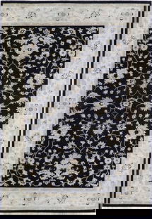 6' x 9' Black Chobi Peshawar Floral Rug Handmade Wool Ziegler Design: 6' x 9' Black Chobi Peshawar Floral Rug Handmade Wool Ziegler Design Transform your living space with the refined elegance of the 6' x 9' Black Chobi Peshawar Rug. Handwoven by skilled artisans, this