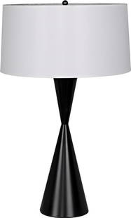 Modern Black Metal Table Lamp 30H with White Shade Noble Collection: Modern Black Metal Table Lamp 30H with White Shade Noble Collection Illuminate your space with this stylish black metal table lamp from the Noble collection. Featuring a modern design, the lamp showca