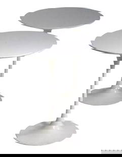 Pair of Mid Century Pedestal Side Tables by Braakman Saarinen Style: Pair of Mid Century Pedestal Side Tables by Braakman Saarinen Style This pair of classic modernist pedestal side tables, designed by Cees Braakman in the style of Saarinen, dates back to the 1970s. Th