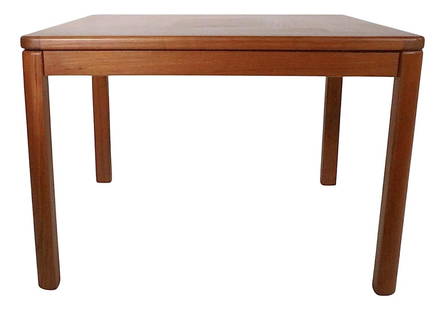 Mid Century Danish Modern Teak Side Table 27.25x27.25 Brown C. 1970s: Mid Century Danish Modern Teak Side Table 27.25x27.25 Brown C. 1970s This elegant Mid Century Danish Modern side table, crafted from solid teak and teak veneer, showcases a timeless design perfect for