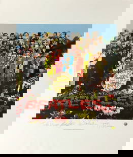 The Beatles Sgt Pepper Limited Edition Facsimile Signed Lithograph Art: The Beatles Sgt Pepper Limited Edition Facsimile Signed Lithograph Art Celebrate the legendary band The Beatles with this stunning, limited edition lithograph album cover art of 'Sgt. Pepper's Lonely