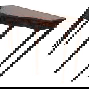 Maitland Smith Mahogany Console Table with Leather Top Adams Style: Maitland Smith Mahogany Console Table with Leather Top Adams Style This stunning console table features a beautifully tooled leather top and is crafted from high-quality mahogany, showcasing tradition