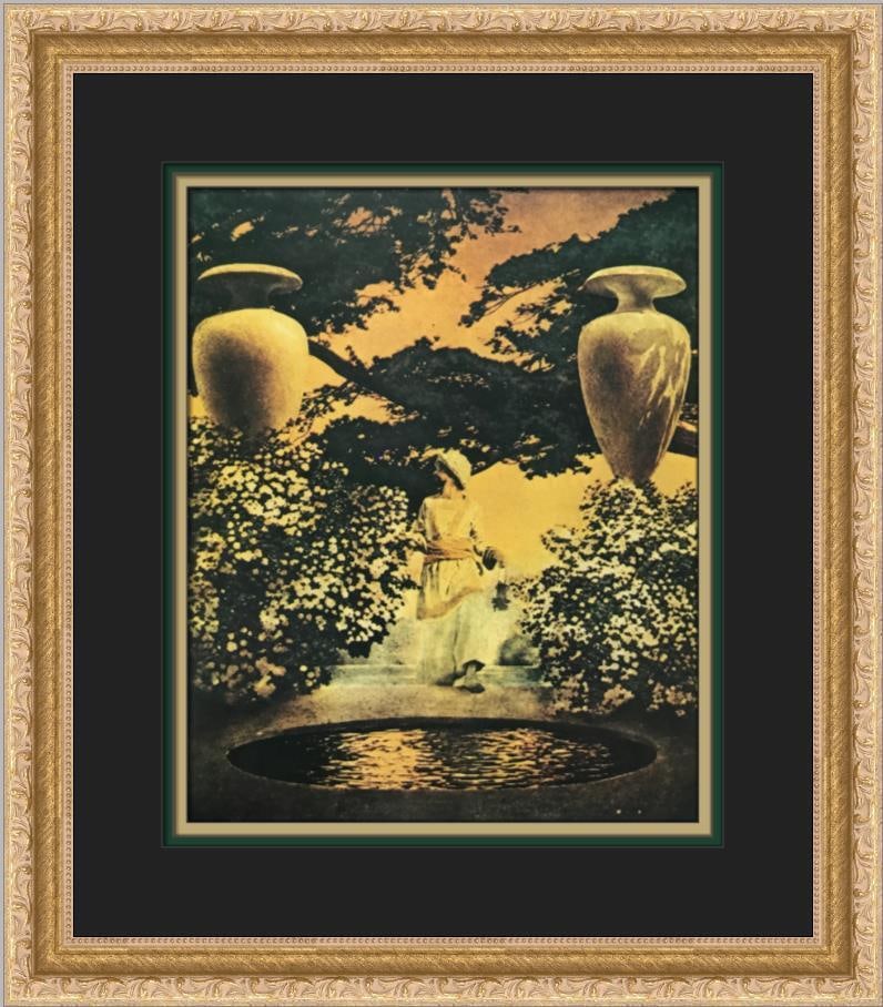 Maxfield Parrish Story of the King's Son Custom Framed Lithograph 15 x 18: Maxfield Parrish Story of the King's Son Custom Framed Lithograph 15 x 18 This exquisite custom framed print titled 'Story of the King's Son' by renowned artist Maxfield Parrish is a stunning represen