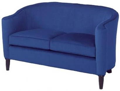 Handcrafted Royal Blue Poly Fiber Settee USA English Traditional Style: Handcrafted Royal Blue Poly Fiber Settee USA English Traditional Style This handcrafted royal blue leather settee combines classic English traditional style with modern functionality. It features a st