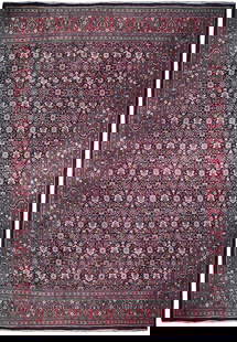 9.8 x 13.2 Handmade Semi Antique Persian Herati Rug Premium Wool: 9.8 x 13.2 Handmade Semi Antique Persian Herati Rug Premium Wool Discover the exquisite craftsmanship of this Handmade Traditional Semi Antique Persian Herati Rug, measuring 9' 8" x 13' 2". Skillfully