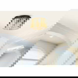 Sydney 3-Light Flush Mount Chandelier Golden Teak Crystals Matte Black: Sydney 3-Light Flush Mount Chandelier Golden Teak Crystals Matte Black Illuminate your space with the Sydney 3-Light Flush Mount Chandelier, featuring exquisite Golden Teak crystals beautifully comple