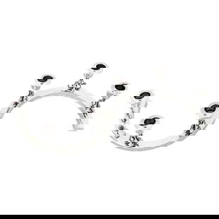Johann Wagner & Sohn Sterling Silver Art Deco Candelabras Set of 2 4in Height 10in Diameter: Johann Wagner & Sohn Sterling Silver Art Deco Candelabras Set of 2 4in Height 10in Diameter Elevate your table decor with this exquisite set of two Art Deco candelabras. Crafted from sterling silver,