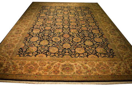 Handcrafted 9 x 12.2 Black Jaipur Area Rug in Lustrous Wool: Handcrafted 9 x 12.2 Black Jaipur Area Rug in Lustrous Wool Transform your living space with the timeless elegance of the 9 x 12.2 Black Quality Jaipur Rug. This stunning area rug is meticulously hand