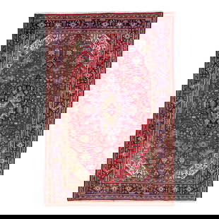 Vintage Persian Hand-Knotted Wool Rug Red Medallion 6'5" x 9'8": Vintage Persian Hand-Knotted Wool Rug Red Medallion 6'5" x 9'8" Beautiful Vintage Persian hand-knotted Wool rug with the red field. This Persian rug has a multicolor accents in all over medallion desi
