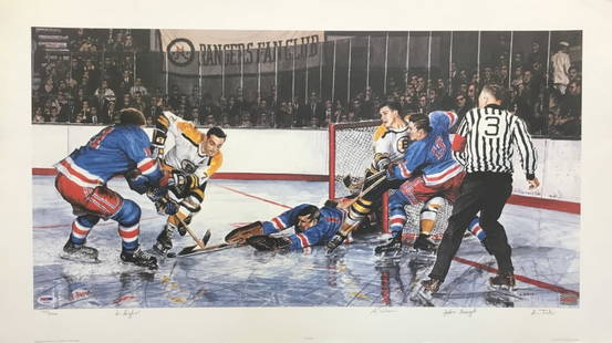 Les Tait In The Slot Signed Lithograph Limited Edition 1167 NHL Art: Les Tait In The Slot Signed Lithograph Limited Edition 1167 NHL Art Celebrate the fierce rivalry of NHL hockey with this striking limited edition lithograph titled "In The Slot" by artist Les Tait. Th