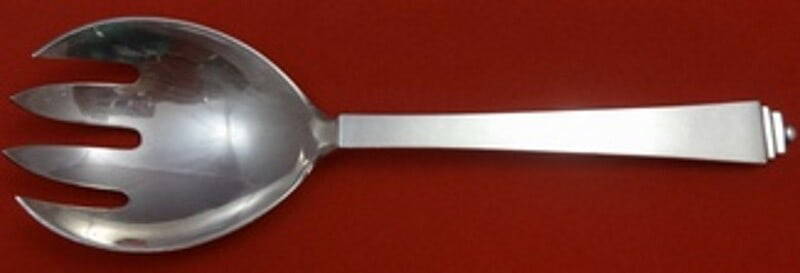 Georg Jensen Pyramid Sterling Silver Salad Serving Fork 8 inch: Georg Jensen Pyramid Sterling Silver Salad Serving Fork 8 inch This exquisite salad serving fork is part of the Pyramid pattern by Georg Jensen, crafted from high-quality sterling silver. Measuring 8