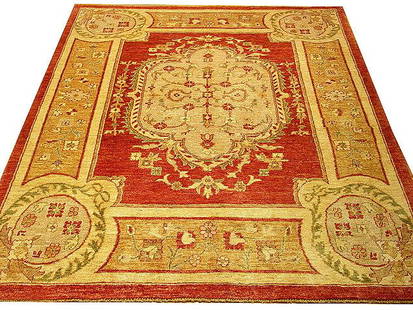 6.6 x 8 Handwoven Red Chobi Peshawar Area Rug from Pakistan: 6.6 x 8 Handwoven Red Chobi Peshawar Area Rug from Pakistan Introducing the exquisite 6.6 x 8 Red Chobi Peshawar Rug, a stunning example of traditional craftsmanship. Handwoven from high-quality, all-