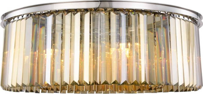 Elegant Lighting Sydney Flush-Mount 43.5" Ceiling Light Gold Teak Crystal: Elegant Lighting Sydney Flush-Mount 43.5" Ceiling Light Gold Teak Crystal Introducing the Elegant Sydney Light, a stunning flush-mount ceiling light that combines modern elegance with classic charm. T