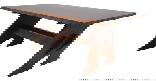Stickley Mission Oak Arts & Crafts Dining Table 76 x 42 Brown Finish: Stickley Mission Oak Arts & Crafts Dining Table 76 x 42 Brown Finish This exquisite Stickley Mission Oak Arts & Crafts Dining Room Table showcases timeless craftsmanship and quality construction. With