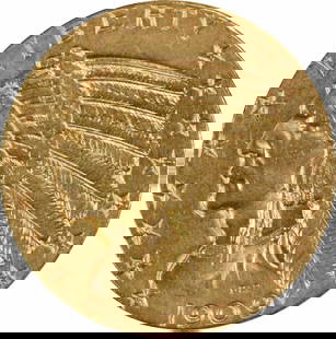 1909-D $5 Gold Indian Coin by Bela Lyon Pratt AU Uncertified: 1909-D $5 Gold Indian Coin by Bela Lyon Pratt AU Uncertified This 1909-D $5 Gold Indian coin features an exquisite design by Bela Lyon Pratt and is known for its historical significance. It is categor
