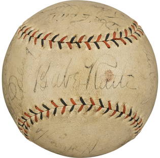 Babe Ruth Lou Gehrig 1934 Japan Tour Team Signed Baseball PSA DNA: Babe Ruth Lou Gehrig 1934 Japan Tour Team Signed Baseball PSA DNA This remarkable baseball is a rare piece of baseball history, signed by the legendary Babe Ruth and Lou Gehrig, among others, during t